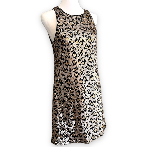 Ali & Jay Rawr Mini Dress In Black & Gold Sequin Leopard Print Size Small - Picture 8 of 12